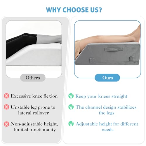 Leg Elevation Pillows for After Surgery, Ergonomic Keeps Knee Straight, Adjustable Height Knee Replacement Recovery Aids, Suitable for Surgery, Injury, or Rest, Washable Cover, Single Leg