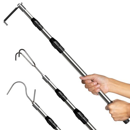 Truck Cargo Grabber Retriever Tool Telescoping Pole 6.3 Ft - Black