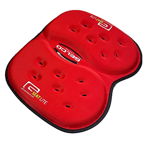 G Seat LITE Travel Gel Foam Cushion | Back Pain, Sciatica, Pressure Relief | Relieves Tailbone Discomfort, Promote Healthy Posture | Ergonomic Comfort | Car, Commute, Airplane and Travel - Red - color: Red
