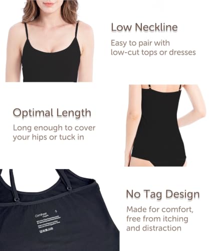 Comfneat Women's 4-Pack Slim-Fit Camisole Adjustable Spaghetti Strap Tops - color: Color-set-1 4-pack, size: XX-Large
