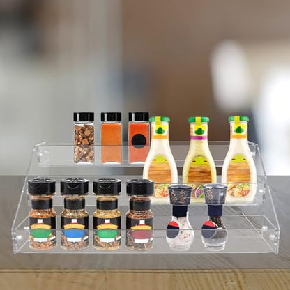 PMMASTO 3-Tier Clear Acrylic Spice Rack Organizer for Cabinet Countertop - size: 3 Tier - inner width 1.93''