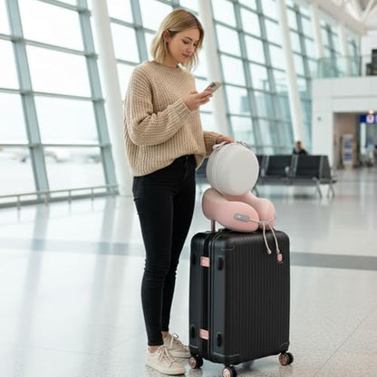 Travel Neck Pillow,Memory Foam Airplane Pillow, Pink - color: Pink