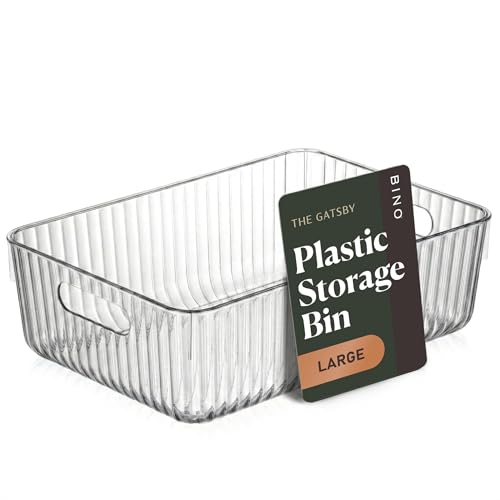 BINO | Plastic Storage Bins, Large | THE GATSBY COLLECTION | Clear Storage Bins for Organization | Pantry Organizers | Kitchen Organizer | Fridge & Freezer Organizer | Cabinet Plastic Containers - size: Large