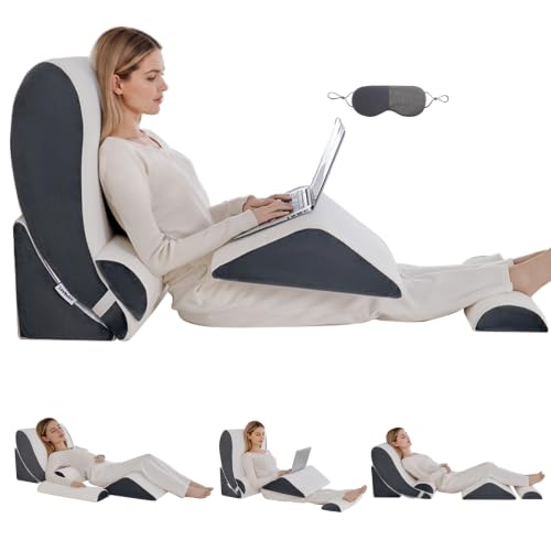 Wedge Pillow Set for After Surgery,White/Dark Grey,5PCS-23.2" - color: White/Dark Grey, size: 5PCS-23.2''