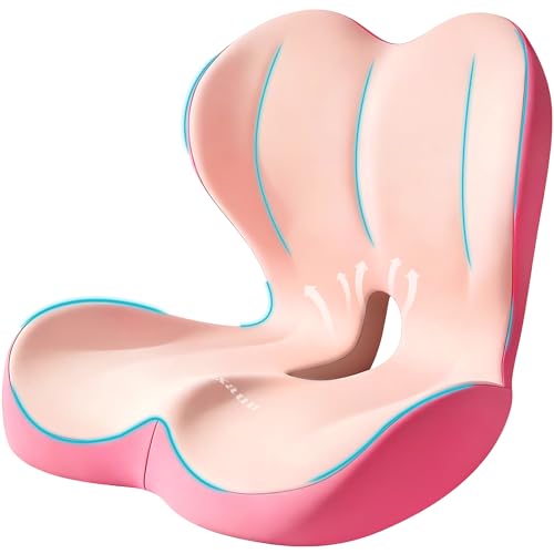 Memory Foam Seat Cushion for Office Chair and Car Seat - color: Dark Pink&light Pink