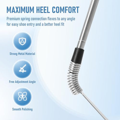 Fanwer Premium Long Handled Shoe Lifter 16" to 31" Adjustable Expander Shoe Horn - Extends & Collapses Stainless Steel Telescopic Spring Shoehorn
