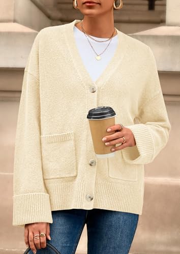 PRETTYGARDEN Women's Winter Oversized Cardigan Sweaters - color: Beige, size: Small