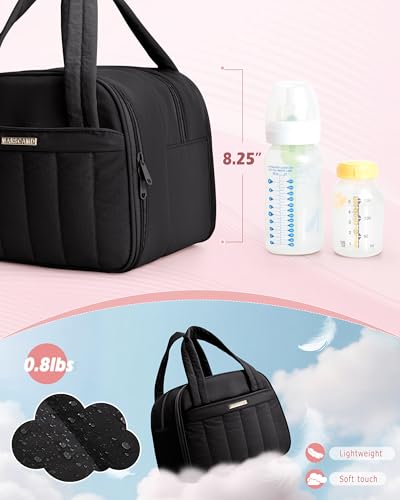Marscamd Quilted Wearable Breast Pump Bag with Cooler Compartment - color: Black