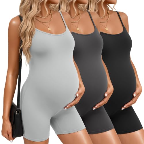 3 Pack Women's Maternity Bodysuits - color: Light Gray, Dark Gray, Black, size: X-Large