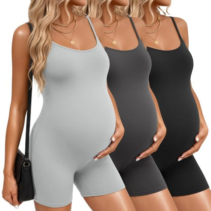 3 Pack Women's Maternity Bodysuits - color: Light Gray, Dark Gray, Black, size: X-Large