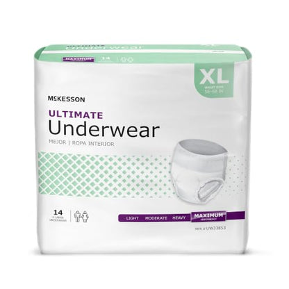 McKesson Ultimate Adult Incontinence Underwear, XL, Maximum, 68 in, 14 ct - size: X-Large (14 Count)