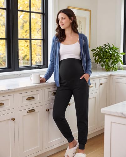 Women's Maternity Joggers with Light Fleece Lining - color: Black, size: Medium