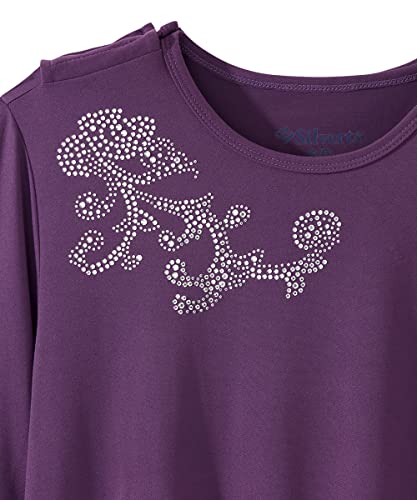 Silverts Women's Adaptive Open Back Long Sleeve Top, Assisted Dressing - color: Eggplant, size: Large