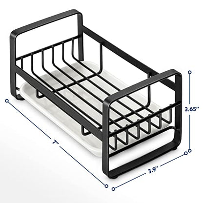 HULISEN Kitchen Sponge Holder, 304 Stainless Steel Sink Caddy, Black - color: Black, size: Medium