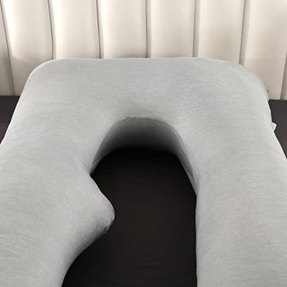BATTOP Pregnancy Pillows for Sleeping- U Shaped Full Body Maternity Pillow, Pregnancy Pillow for Side Sleepers with Removable Cooling Cover, Supports Back, Hips, Belly & Legs (Cooling Grey) - color: Cooling Grey
