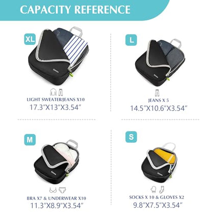 Gonex Compression Packing Cubes, 4-Piece Expandable Travel Organizers - color: 4-Black, size: 4 Set
