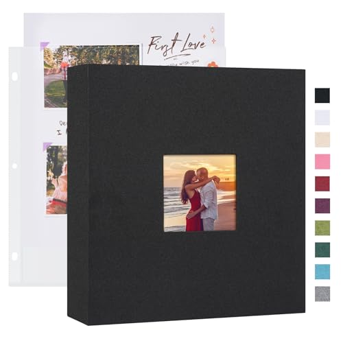 Mublalbum 8.5x11 Inch 3 Ring DIY Scrapbook Photo Album 80 Pages,Black - color: Black