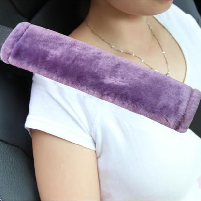 Amooca 2-Pack Soft Furry Universal Seatbelt Cover Car Shoulder Pad - color: Light Lavender, size: 10.5in 2pack