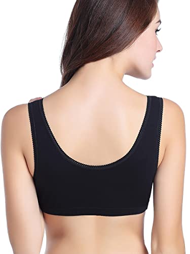 CAKYE 3 Pack Maternity Nursing Sleep Bra Breastfeeding Cotton Bralette - color: Black/Deep Grey/Nude, size: Large