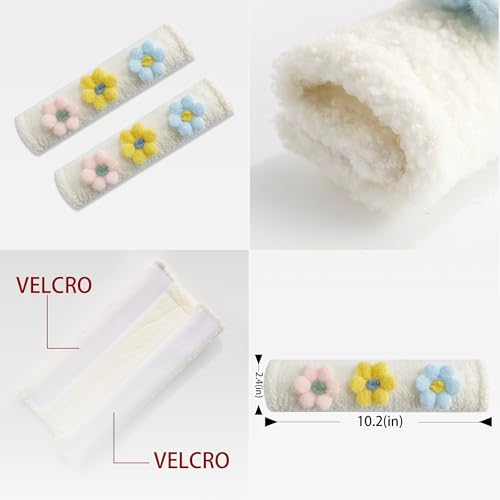 Amooca 2-Pack Braid Pattern Seat Belt Covers Shoulder Pads for Car & Bag - color: Light Blue Yellow Pink Flower