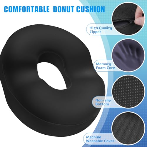 BlissTrends Donut Pillow Seat Cushion, Memory Foam Lifting Cushions - color: Black, size: XX-Large