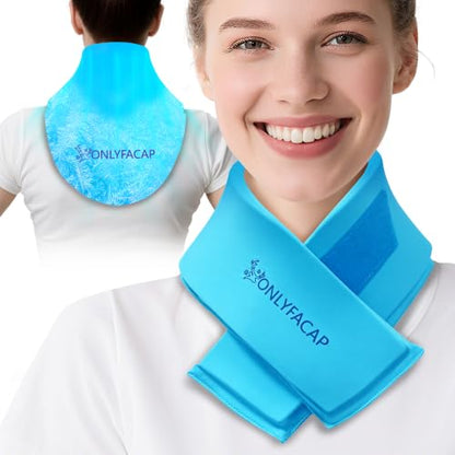 Flexible Neck Ice Pack Wrap,Gel Cold Therapy for Pain Relief - color: Sky Blue