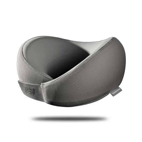 Skechers Memory Foam Neck Pillow, Comfortable & Breathable Travel Pillow,Neck Pillow Airplane for Travel, Car Rides, Home, and Office Use, Ergonomic Design for Men and Women,Grey - color: Grey