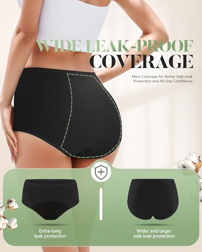 TANSTC Period Underwear for Women Heavy Flow Menstrual Panties 3 Pack - color: Black-3pcs, size: X-Large