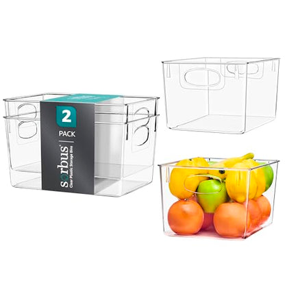 Sorbus Fridge Organizers and Storage, Clear Plastic Bins (Large, 2 Pack) - size: Large, style: 2 Pack