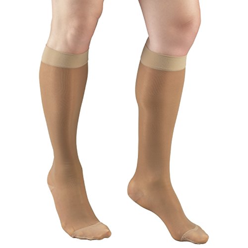 Truform Sheer Compression Stockings, 15-20 mmHg, Women's Knee High Length, 20 Denier, Beige, Small - color: Beige, size: Small (1 Pair)