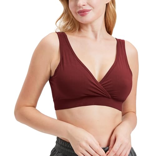 netdraw Women's Bamboo Viscose Nursing Sleep Bra - color: Maroon, size: XX-Large