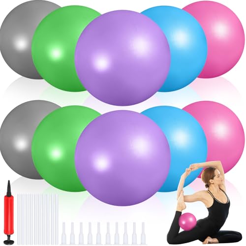 Aoriher 10 Pcs Small Pilates Ball Bulk 9 Inch Mini Yoga Ball - color: Multicolor
