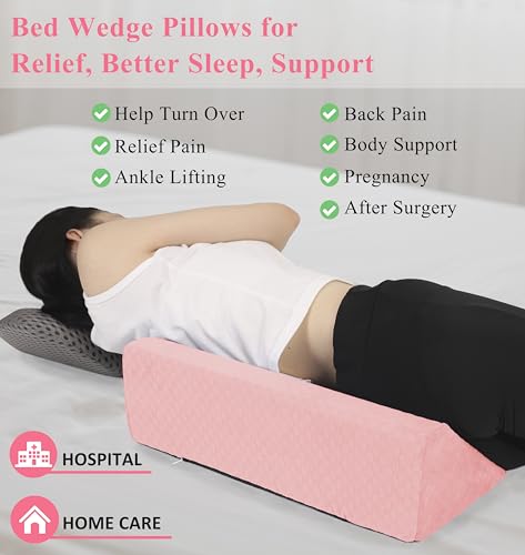 Bed Wedge Pillow for Side Sleeping Foam Filled Body Positioning - color: Light Pink