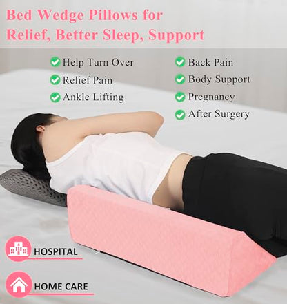 Bed Wedge Pillow for Side Sleeping Foam Filled Body Positioning - color: Light Pink