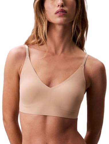 Calvin Klein Women's Invisibles Comfort Lightly Lined Seamless Wireless Triangle Bralette Bra - color: Bare, size: Large