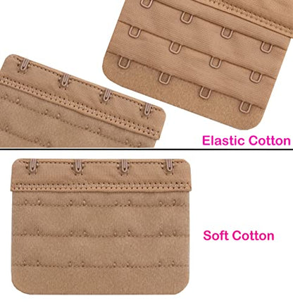 Women Bra Extenders 2 Hook/3 Hook/4 Hook Soft Bra Strap Extension - color: Bra Extender 4 Hook Black/Beige/White
