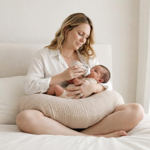 MairMore 2 Pack Muslin Nursing Pillow Covers, 100% Cotton, Cover Only - color: Khaki