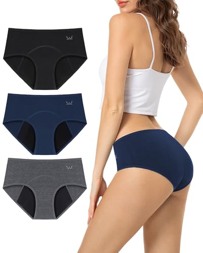 TANSTC Period Underwear for Women Heavy Flow - color: Black Blue Grey, size: 3X-Large