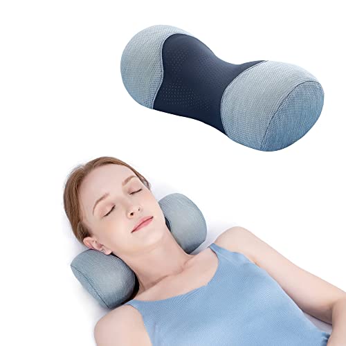 Bespilow Small Neck Roll Pillow for Sleeping, Neck Pillows for Pain Relief - color: 1 Pillow + 1 Pillowcase (Grey)