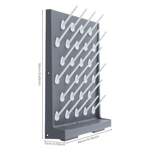 2 Pcs Lab Glassware Drying Rack, 27 Detachable Pegs Wall Mount Glassware Drying Rack, Heavy Duty PP Lab Pegboard for Test Tubes, Beakers, Flasks, Lab Supplies