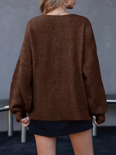 Saodimallsu Womens Tie Front Cardigan Oversized Long Sleeve Bow Sweaters - color: Brown, size: X-Large