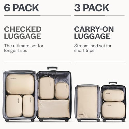 Aerotrunk Ultralight Compression Packing Cubes for Travel, 3-Pack, Beige - color: Beige, size: 3-Pack
