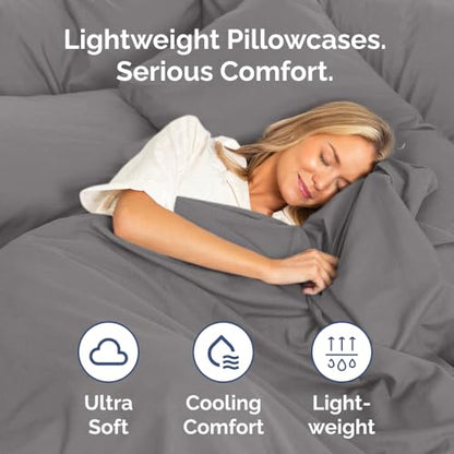 King Standard Pillow Cases Set of 2 - Soft Pillowcase Covers - Dark Grey - color: 06 - Dark Grey, size: King Standard