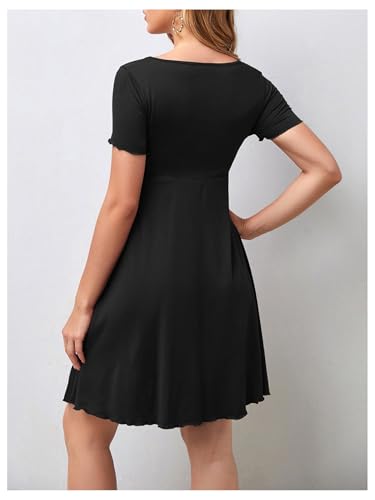 OYOANGLE Women's Maternity Tie Front V Neck Short Dresses - color: Black, size: XX-Large