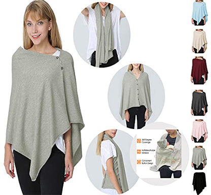 stylesilove Multi-Use Knit Nursing Shawl Poncho Adjustable Buttons for Breastfeeding Protection Nursing Cover Infinity Scarf - color: Slate