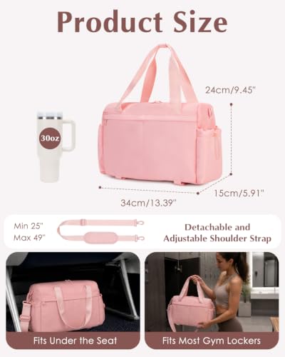 Small Gym Bag, Mini Gym Bag with Yoga Mat Holder & Wet Compartment, Pink - color: Pink
