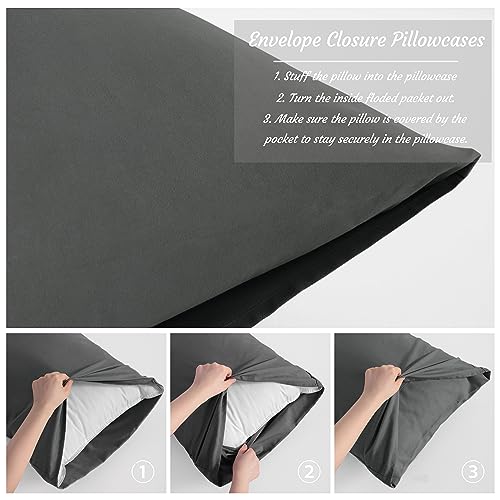 NTBAY Queen Microfiber Pillowcases, Set of 2, Dark Grey - color: Dark Grey, size: Queen (20"x30")