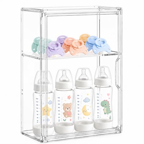 Baby Bottle Storage Organizer for Countertop Medium Clear Bottle Organizer - size: Medium: 5.5" x 10.6" x 14"