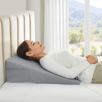 Horbaunal Silver Grey Bed Wedge Pillow Cover, 26" L x 25" W x 7.5" H - color: Silver Grey, size: 26 x 25 x 7.5
