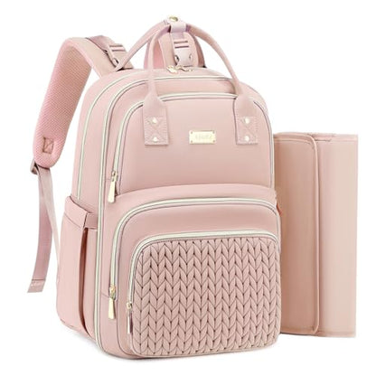 AIJIEKE Diaper Bag Backpack, Large Multi-functional Diaper Backpack, Pink - color: Pink